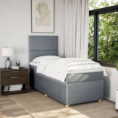 Boxspring met matras stof lichtgrijs 90x190 cm