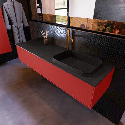 Badkamermeubelset Mondiaz Erin 150 cm met 1 Lade met RIDGE Wastafel Rechts Urban met 1 kraangat Greeploos Mat Fire