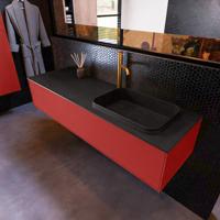 Badkamermeubelset Mondiaz Erin 150 cm met 1 Lade met RIDGE Wastafel Rechts Urban met 1 kraangat Greeploos Mat Fire - thumbnail