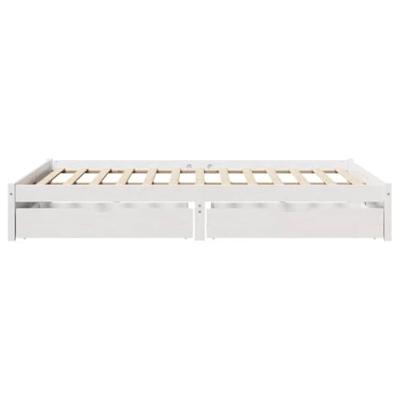 Bedframe zonder matras massief grenenhout wit 160x200 cm