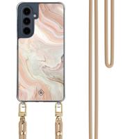 Samsung Galaxy A16 hoesje met beige koord - Marmer waves - thumbnail