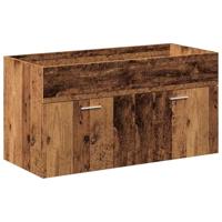 4-delige Badkamermeubelset bewerkt hout oud houtkleurig - thumbnail