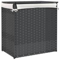 VidaXL Wasmand met 2 vakken 53x35x57 cm poly rattan grijs - thumbnail