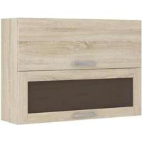 Glazen hoge kast met 2 kanteldeuren - B 80 x D 31,6 x H 72 - Sonoma eiken decor - LASSEN - thumbnail