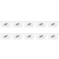 Spot Armatuur 10 Pack - Pragmi Borny Pro - GU10 Inbouwspot - Vierkant - Wit - Aluminium - Kantelbaar - 92mm - thumbnail