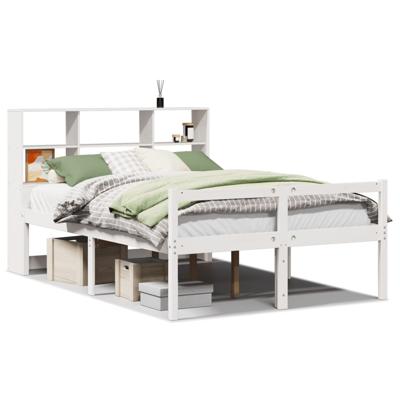 Bed met boekenkast zonder matras grenenhout wit 180x200 cm