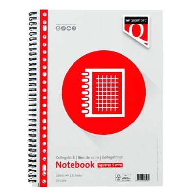 Collegeblok Quantore A4 ruit 5mm 23-gaats 100 vel 70gr | 5 stuks