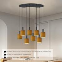 Metaal kroonluchter - Industrie hanglamp - Zwart - Met 8 pcs lampvoeten - Ontworpen voor Eetkamer en Slaapkamer - 80 X 27.5 X 117.5cm - set met E27 Lamphouder - voor Lampenkap met Doorsnede max 15cm - Gloeilamp Niet Inbegrepen - thumbnail