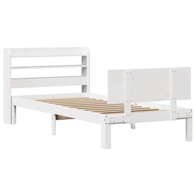 Bedframe met hoofdbord massief grenenhout wit 75x190 cm