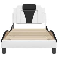 Bedframe "Viana" zonder matras kunstleer wit en zwart 80x200 cm - thumbnail