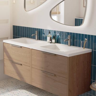 Saqu Lima voorgemonteerd badmeubel met rvs greep incl. wastafel 160,5x51,5cm toffee