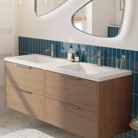 Saqu Lima voorgemonteerd badmeubel met rvs greep incl. wastafel 160,5x51,5cm toffee - thumbnail