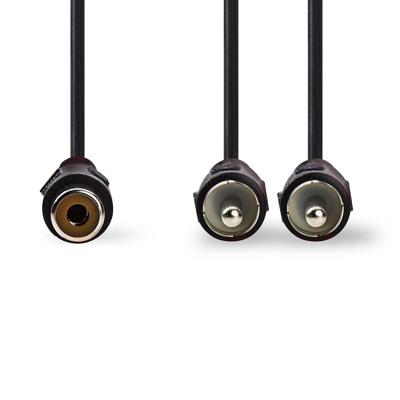 Subwooferkabel | 2x RCA Male - RCA Female | 0,2 m | Zwart