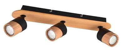 Trio Plafondlamp hout met zwartAruni 3-lichts - 801100332