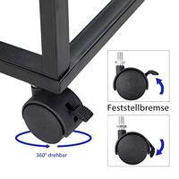 Bijzettafel met wieltjes - 40x30x65 cm - zwart frame hout - bank, sofa, bed - thumbnail