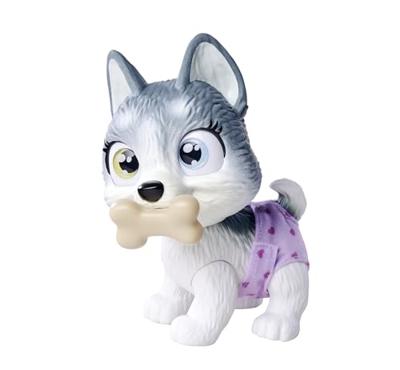 Smoby - Pamper Petz - Husky ter adoptie - 4 accessoires - Geleed - Hout en plas - Adoptiecertificaat - Vanaf 3 jaar