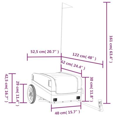 Fietstrailer 30 kg ijzer zwart en rood - thumbnail