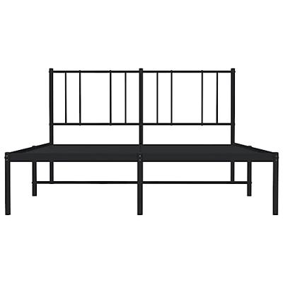 Bedframe met hoofdbord metaal zwart 140x190 cm