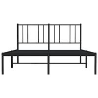 Bedframe met hoofdbord metaal zwart 150x200 cm - thumbnail