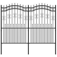 VidaXL Tuinhek met spijlpunten 222 cm gepoedercoat staal zwart - thumbnail