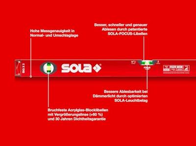 Sola Alu-Waterpas X-profiel BIGX3/120, 120cm 3 libellen 0,50mm/m rood - 01373401 - 01373401 - thumbnail