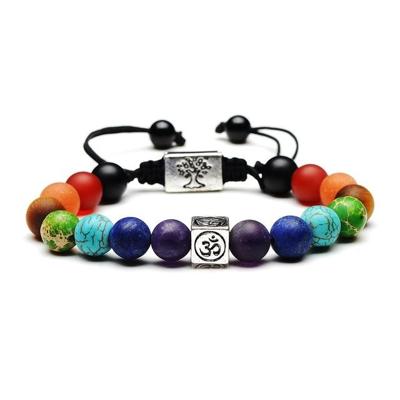Tree of Life Multicolor parels stenen weven Yoga touw Bracelets(Multicolor silver)