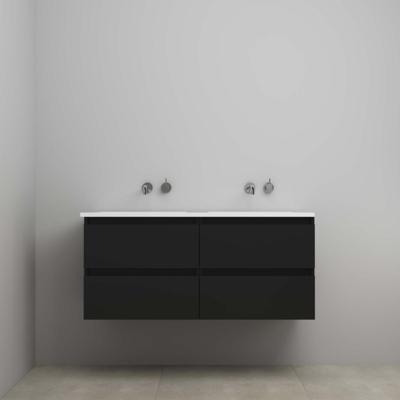 On-Line Onderkast - 120 cm - Voorgemonteerd - Acryl Wastafel - Kraangat naar Keuze - Mat Zwart