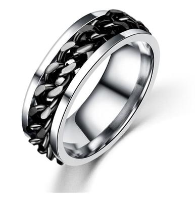 Punk Rock RVS draaibare ketting ringen Ring Size:7(Black) Punk Rock RVS draaibare ketting ringen Ring Size:7(Black)