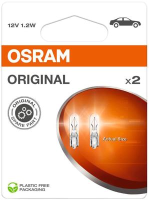 OSRAM glasfitting gloeilamp 12 v, 1,2 w glass base 12v1,2w 272102 blister