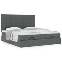 Ottoman bed met matrassen 200x200cm stof donkergrijs - thumbnail