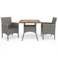 3-delige Tuinset poly rattan en acaciahout grijs - thumbnail