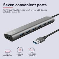 USB-HUB Trust 24967 HALYX 7C Grijs - thumbnail