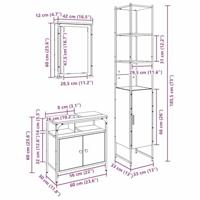 Badkamermand met ingebouwde wastafel van oud, geengineerd hout - thumbnail