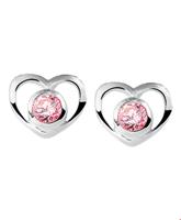 TFT Oorknoppen Hart Zirkonia Zilver Gerhodineerd Glanzend 7 mm x 8.5 mm - thumbnail