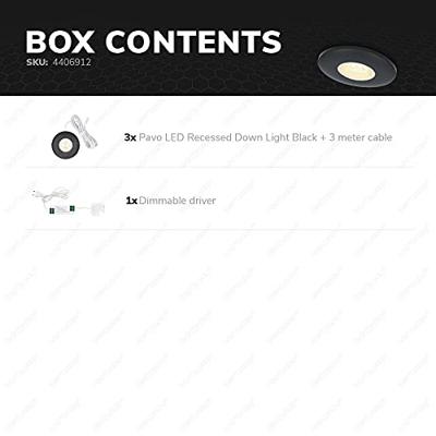 Set van 3 Pavo - Platte LED ipbouwspots met lage inbouwdiepte 12mm - 3 Watt 300 Lumen - 2700K Warm wit - Dimbaar - Rond - Meubelspot - IP44 waterdicht - Zwart Set van 3 Pavo - Platte LED ipbouwspots met lage inbouwdiepte 12mm - 3 Watt 300 Lumen - 2700K Warm wit - Dimbaar - Rond - Meubelspot - IP44 waterdicht - Zwart