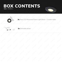 Set van 3 Pavo - Platte LED ipbouwspots met lage inbouwdiepte 12mm - 3 Watt 300 Lumen - 2700K Warm wit - Dimbaar - Rond - Meubelspot - IP44 waterdicht - Zwart - thumbnail