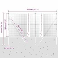 VidaXL Hek met paal grijs 1,2 x 10 m staal en pvc - thumbnail