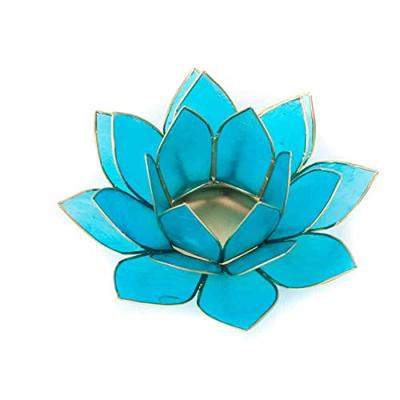 Lotus Sfeerlicht Blauw 5e Chakra Goudrand