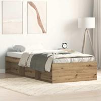 Bedframe zonder matras spaanplaat artisanaal eikenkleurig - thumbnail