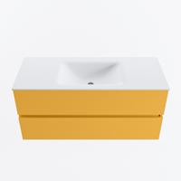 MONDIAZ VICA 110cm badmeubel onderkast Ocher 2 lades. Wastafel CLOUD midden zonder kraangat, kleur Talc. - thumbnail