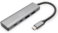 Digitus DA-70245 DA-70245 USB-hub 4 poorten USB-A USB 3.2 Gen2 10 GBit/s Met aluminium behuizing Donkergrijs - thumbnail