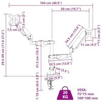 Monitorbeugels 27 inch scherm 20 kg Max VESA 75/100 mm - thumbnail
