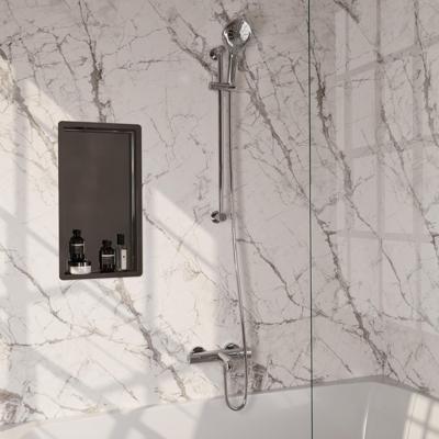 Brauer Stripe opbouw baddouche thermostaatkraan SET 02 met glijstang en 3-standen handdouche en doucheslang chroom