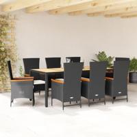 9-delige Tuinset poly rattan zwart - thumbnail