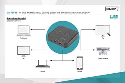 Digitus DA-71545 notebook dock & poortreplicator Bedraad USB 3.2 Gen 2 (3.1 Gen 2) Type-C Zwart - thumbnail