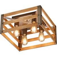 LED Plafondlamp Vierkant - E27 Fitting - Mat Nikkel & Aluminium - thumbnail