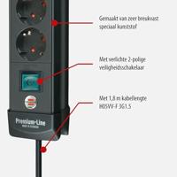 Stekkerdoos Premium-Line 4-Wegs 1.80 m Zwart - Geaard - thumbnail