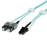 saCon glasvezel LED patchkabel duplex 50/125µm OM3, LC/SC , turkoois, 5 m - thumbnail