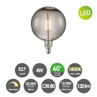 Edison Vintage LED lamp E27 LED filament lichtbron, Ovaal Carbon G180, 18/18/23cm, Rook, Retro LED lamp Dimbaar, 4W 120lm 1800K, warm wit licht, geschikt voor E27 fitting - thumbnail