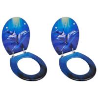 Toiletbrillen met deksel 2 st dolfijn MDF - thumbnail